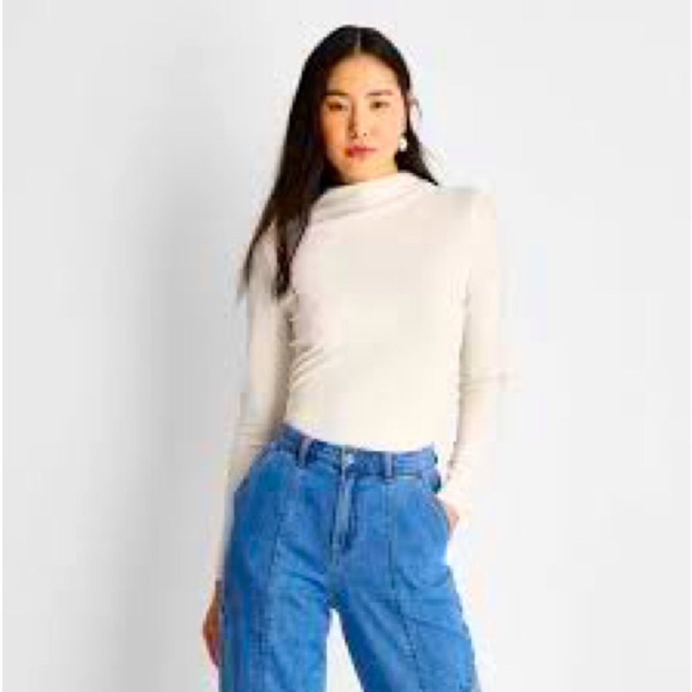 Future Collective Textured Mock Neck Top NWT